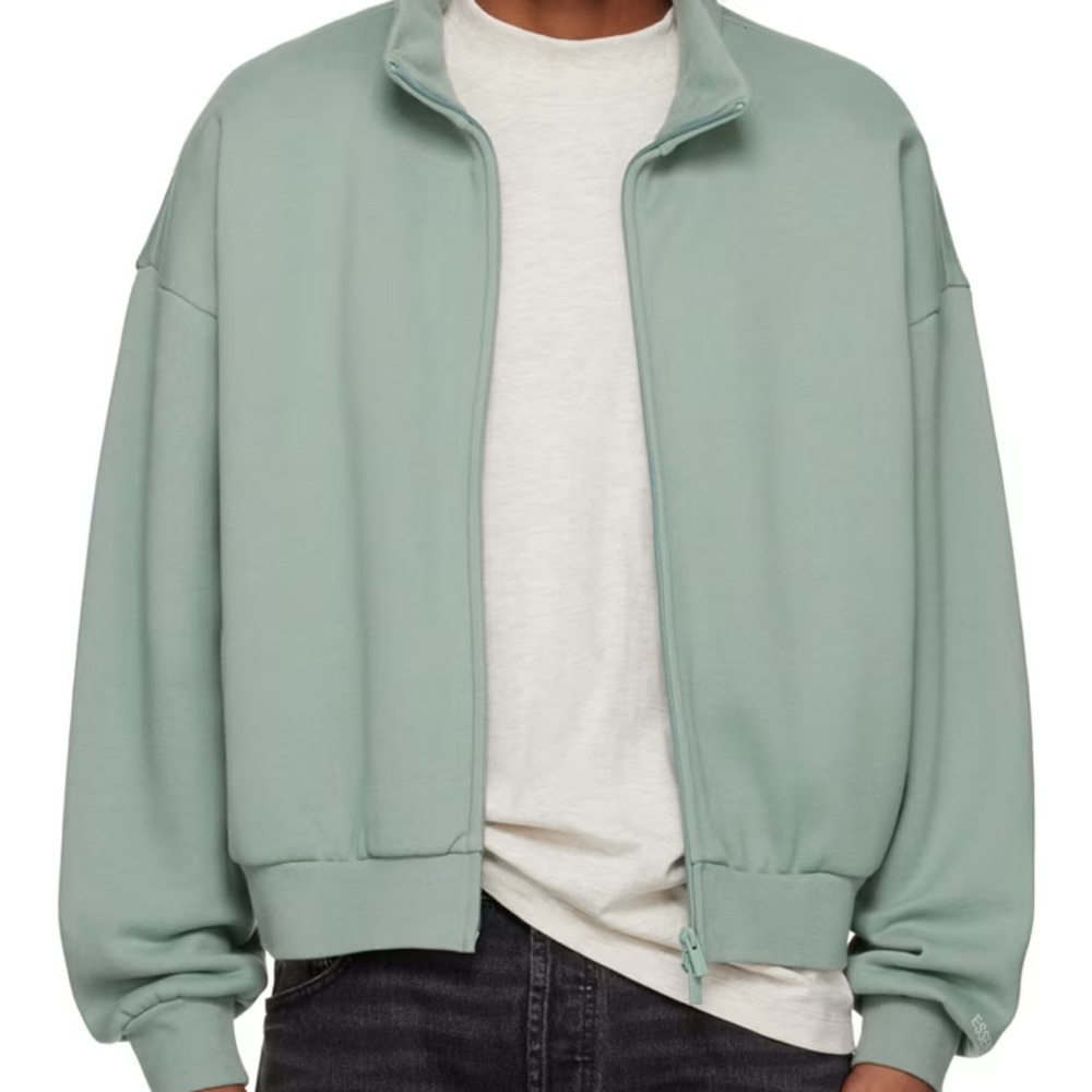 Men's Essentials Sage Green Zip-Up Sweater